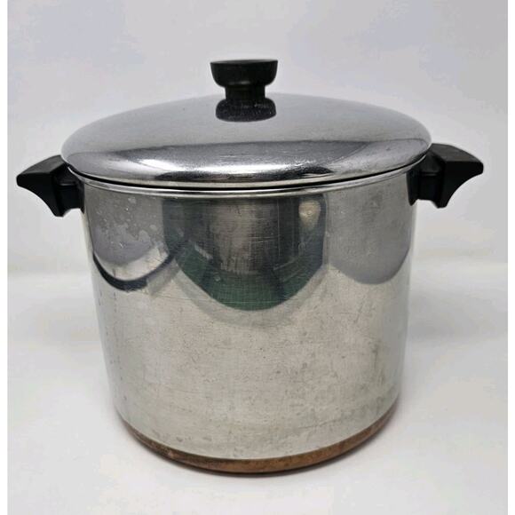 Revere Ware 8 Qt Pot W/lid Stainless Steel Copper Bottom Clinton IL Bake Lite - Picture 2 of 14
